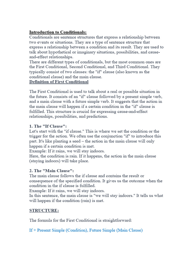 Introduction To Conditionals Pdf Cognitive Science Grammar