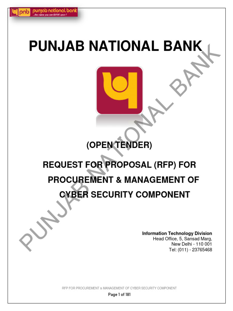 RFP For Procurement and Management of Cyber Security Component | PDF
