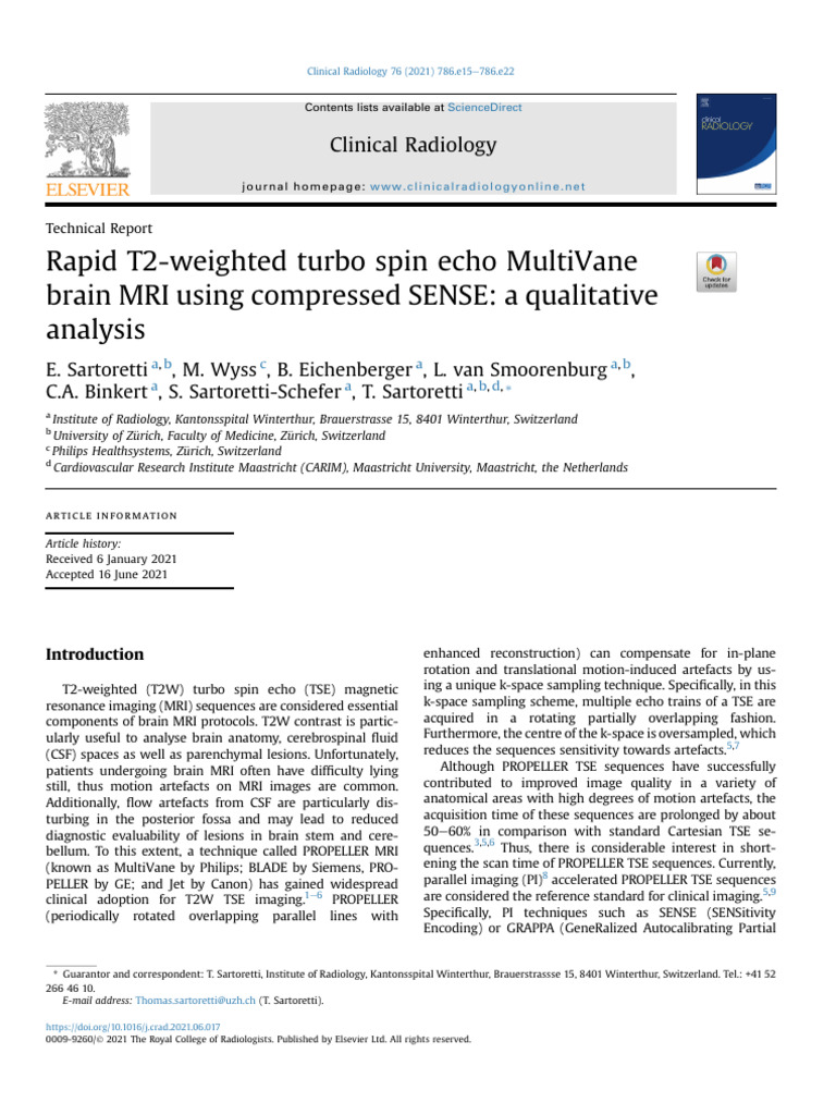 Rapid T2weighted turbo spin echo MultiVane brain MRI using compressed