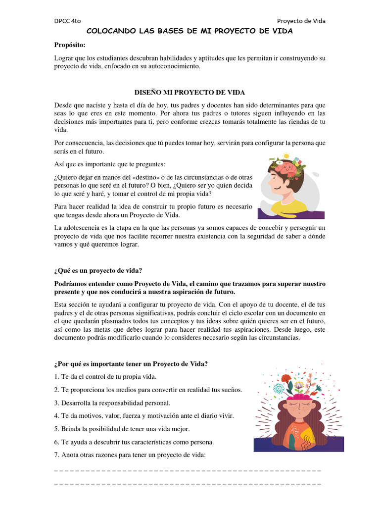 Mi Proyecto de Vida Completo | PDF | Las emociones | Autoestima