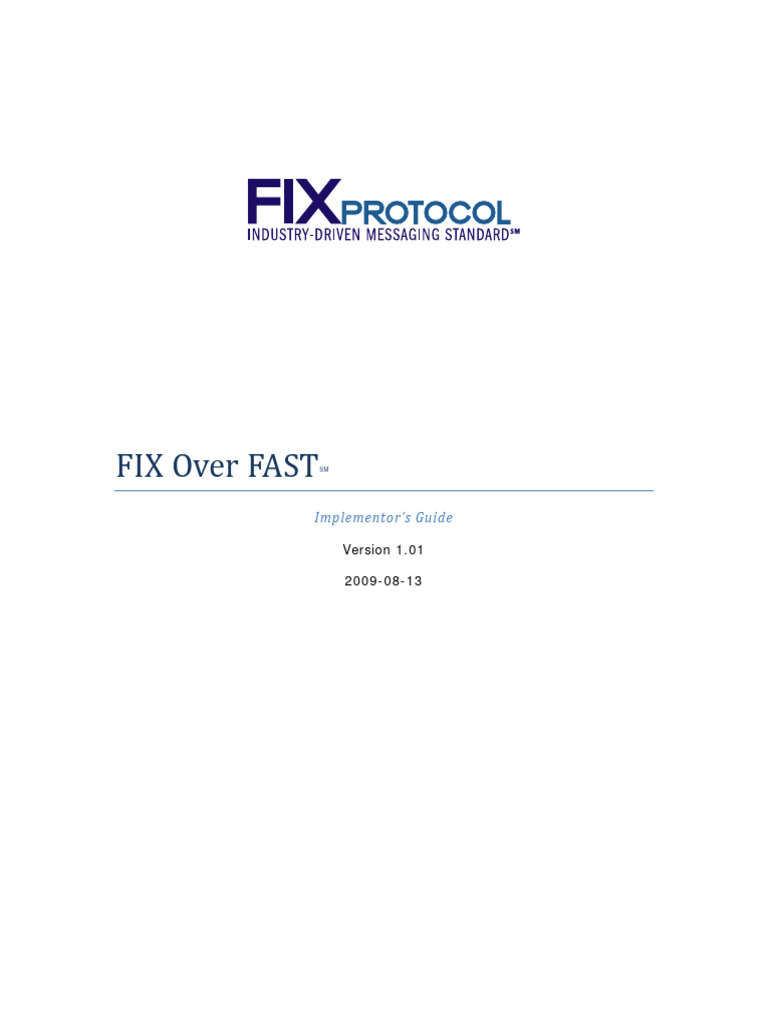 FIX Messaging Over FAST V1.0 | PDF | Data Type | Integer (Computer Science)