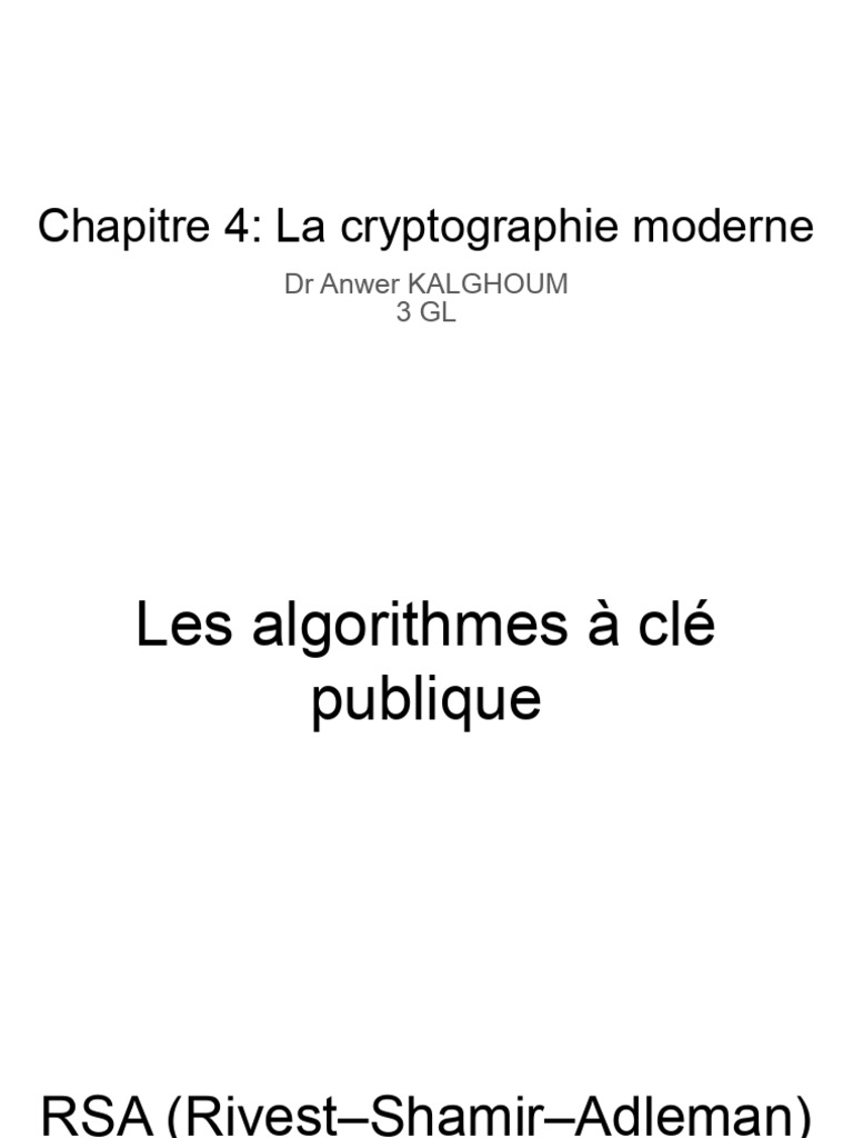Algorithmes de cryptographie moderne | PDF | Cryptanalyse | Public-key ...