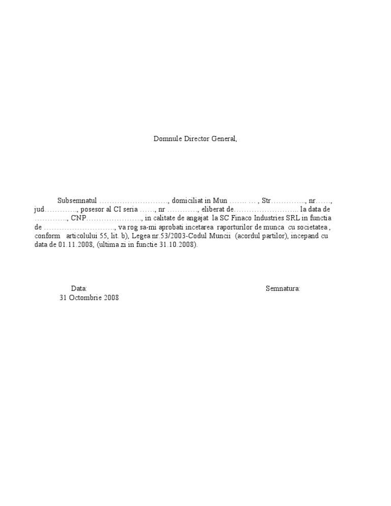Acordul Partilor-Cerere Incetare Cim Model | PDF