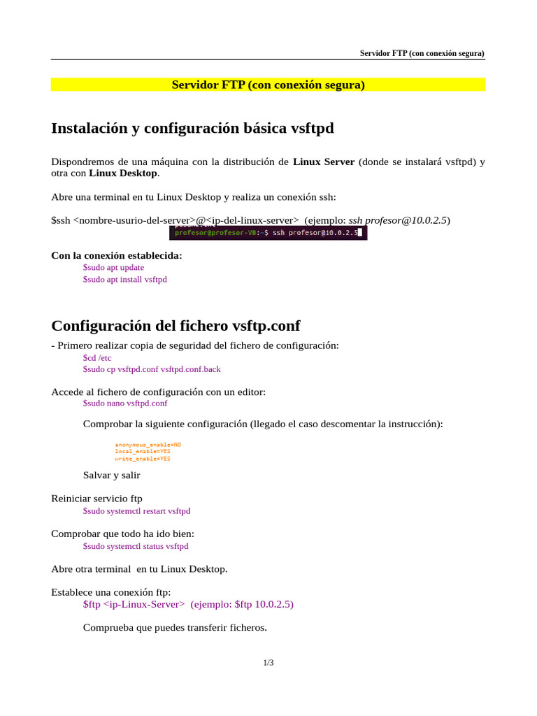 Configuración segura de servidor FTP en Linux | PDF | Transport Layer ...