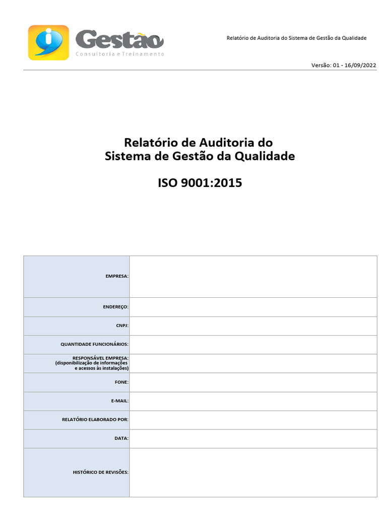 Checklist de Auditoria ISO 9001:2015 | PDF | Qualidade (negócios ...