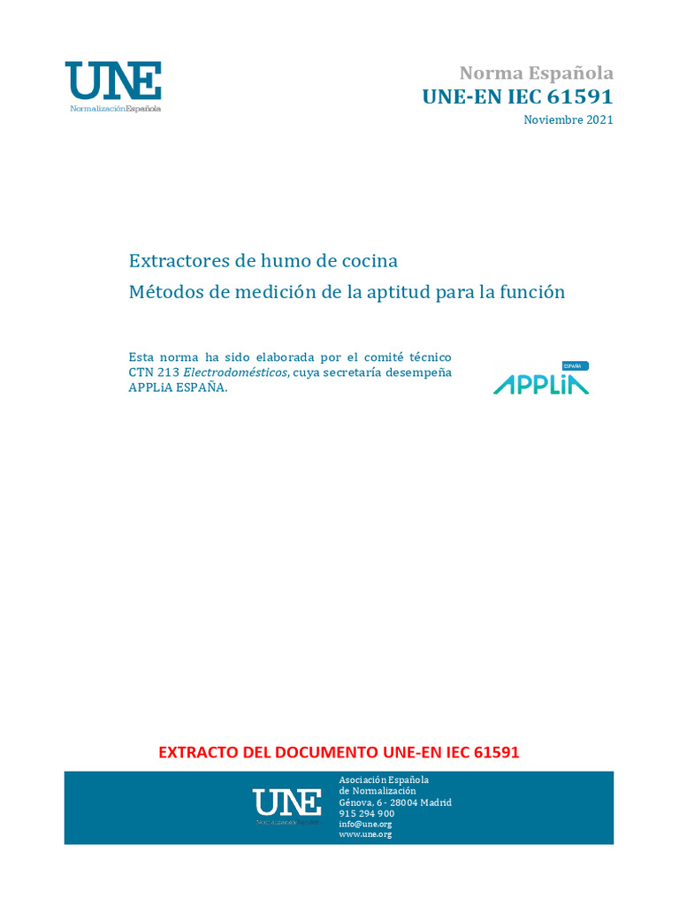 Norma UNE-EN IEC 61591: Extractores de Humo | PDF | Estufa de cocina ...
