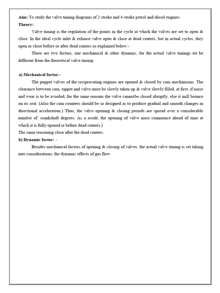valve timing diagram | PDF | Internal Combustion Engine | Piston