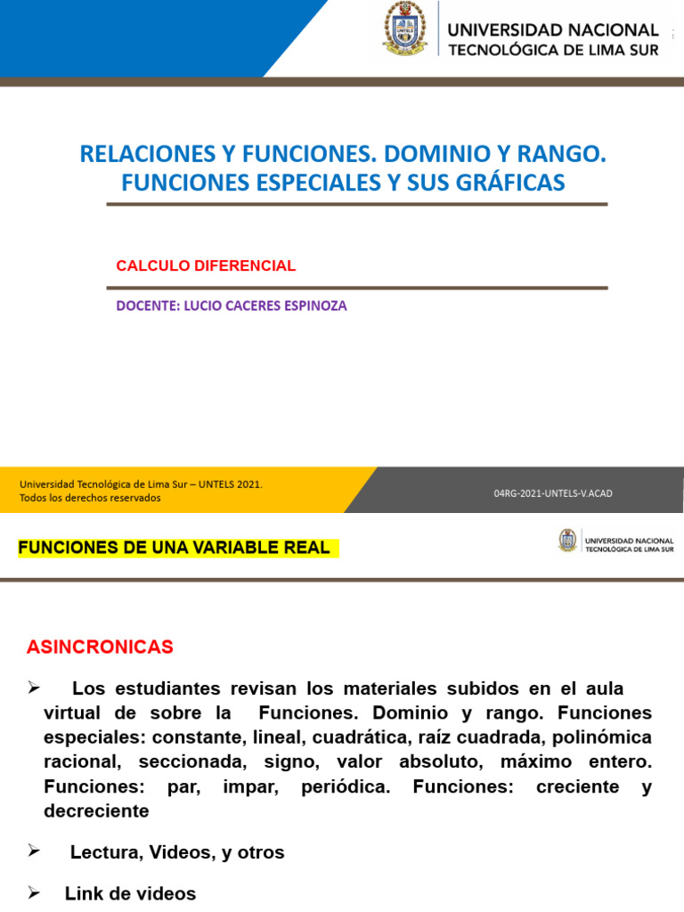 Funciones de Variable Real en Matemáticas | PDF | Función (Matemáticas ...