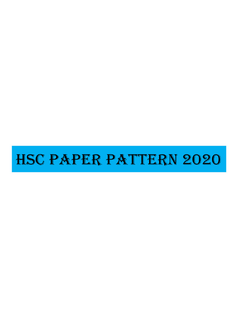 Hsc Paper Pattern 2020 PDF