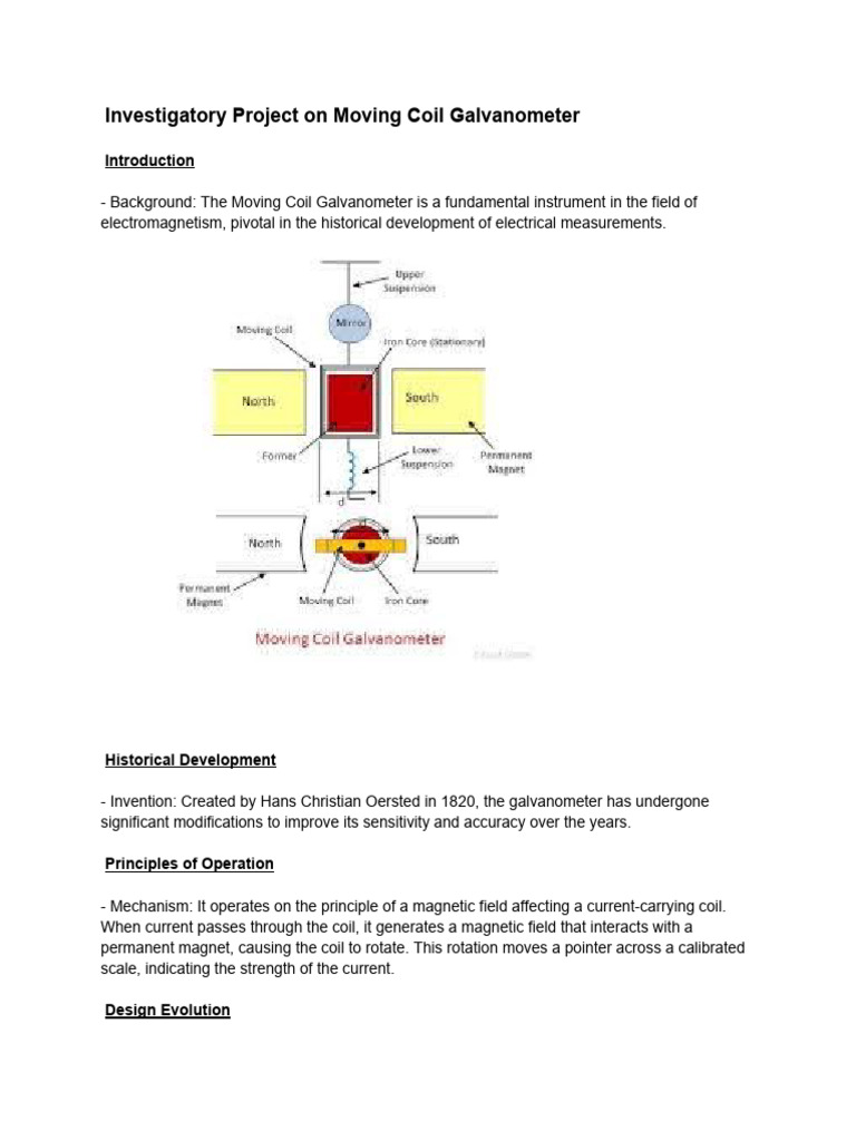 Investigatory Project on Moving Coil Galvanometer | PDF