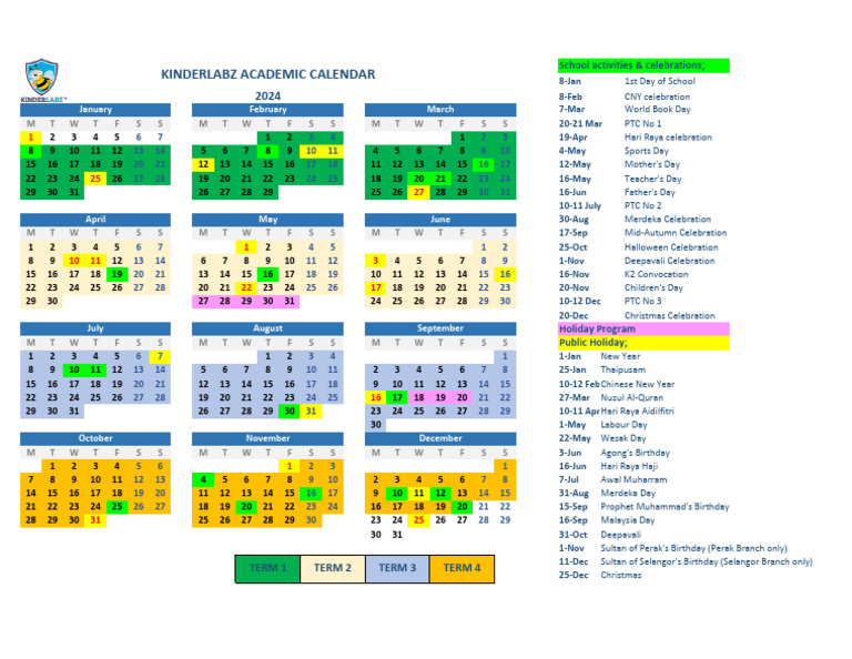 Kinderlabz Academic Calendar 2024 PDF Malaysia Festival