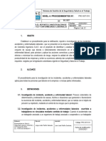 PRC-SST-010 Procedimiento para El Reporte e Investigaci+ N de Incidentes, Accidentes y Enfermedades Laborales PROMAC