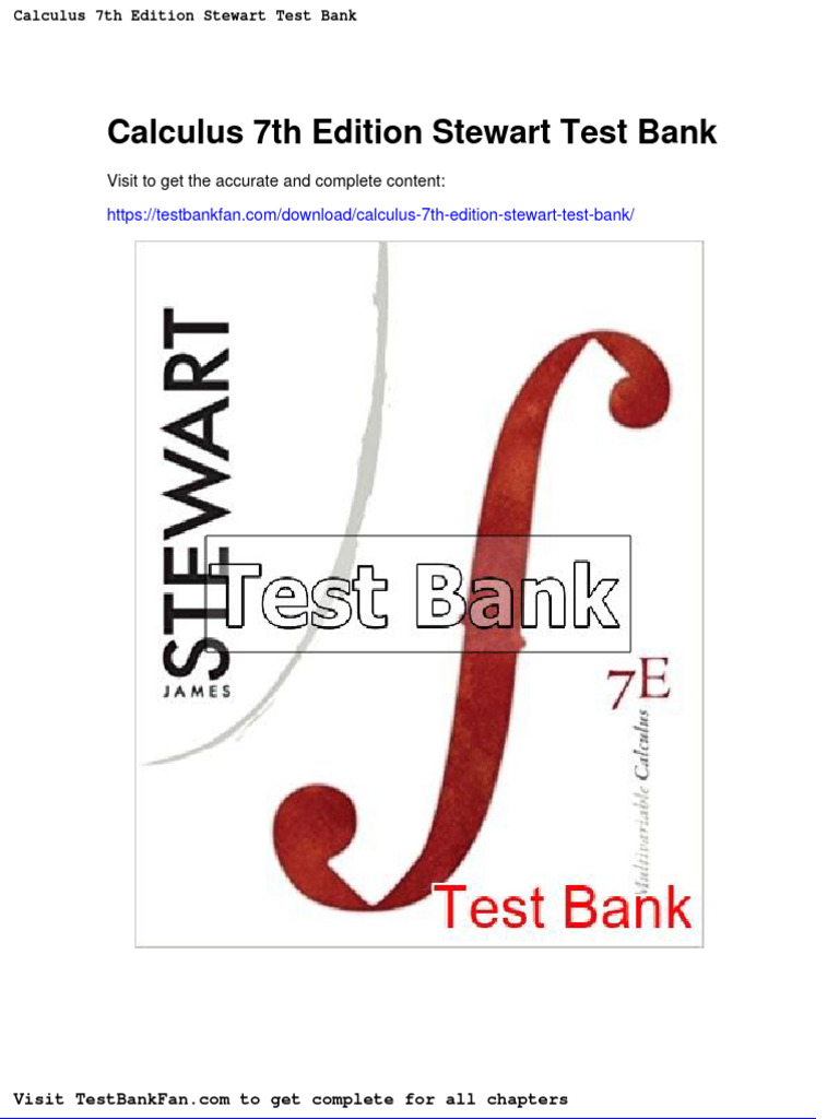 Calculus 7th Edition Stewart Test Bank PDF Books Tangent