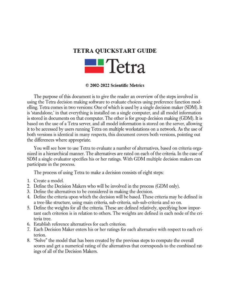 Tetra Quickstart Guide PDF