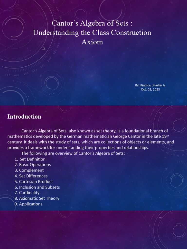 Cantor's Class Construction Axiom Explained | PDF | Set (Mathematics ...