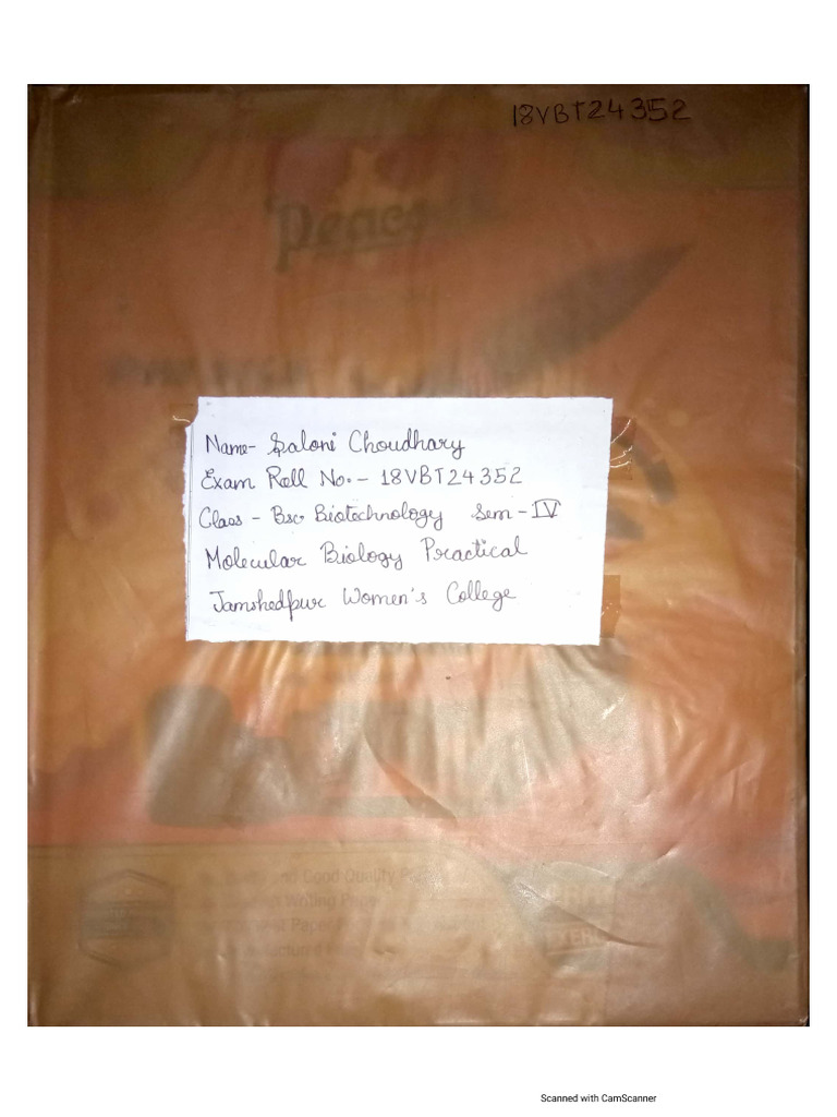 Molecular Biology Practical Notebook PDF