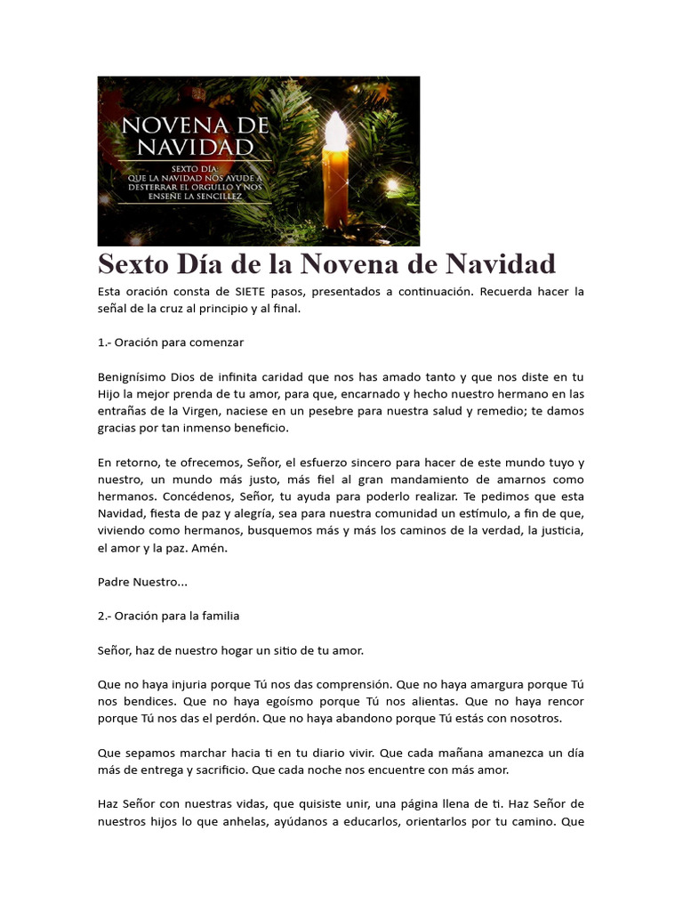 Novena de Navidad: Sexto Día | PDF | María, madre de Jesús | Oración