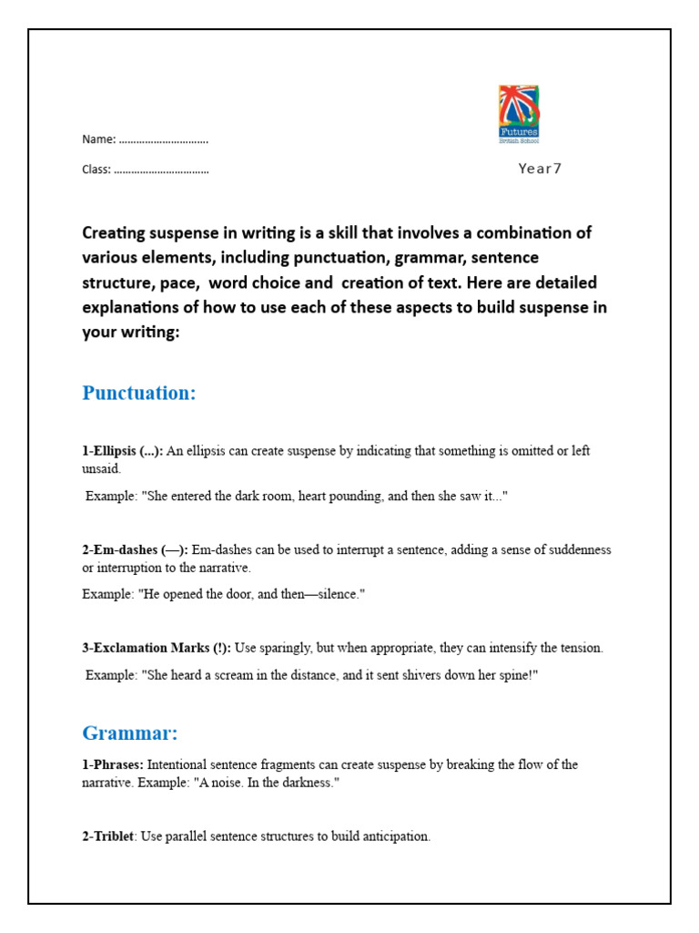 Building Suspense in Writing Techniques | PDF | Ellipsis | Narration