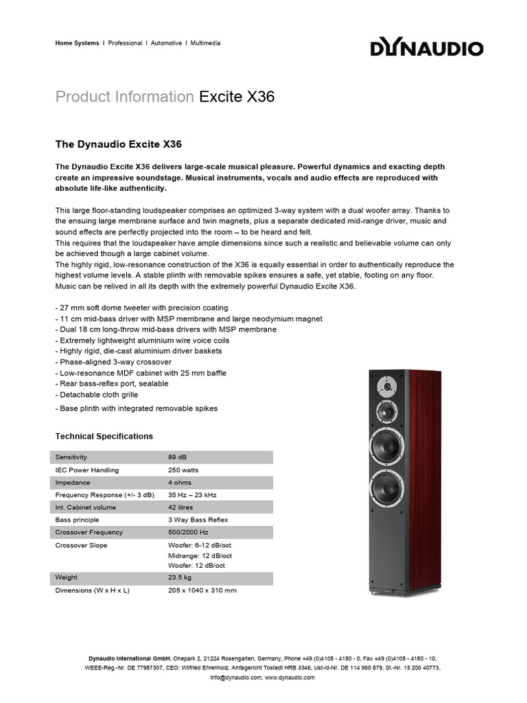 DYN ExciteX36 PI INT Download Free PDF Loudspeaker Electromagnetism