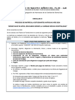 Circular 21 Proceso de Matrícula Estudiantes Antiguas Año 2024