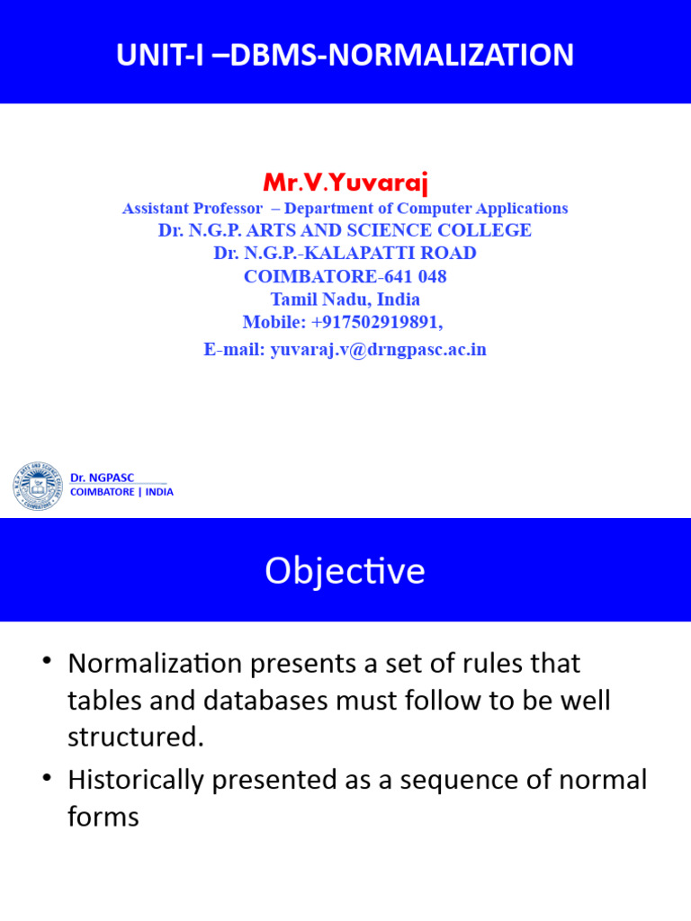 Unit-I-Normalization | PDF | Data | Applied Mathematics