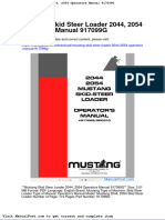 Mustang Skid Steer Loader 2044 2054 Operators Manual 917099g