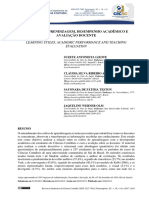 Estilos de Aprendizagem, Desempenho Acadêmico e Avaliação Docente