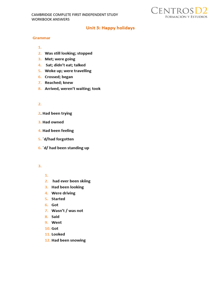 Cambridge First Workbook Answers | PDF