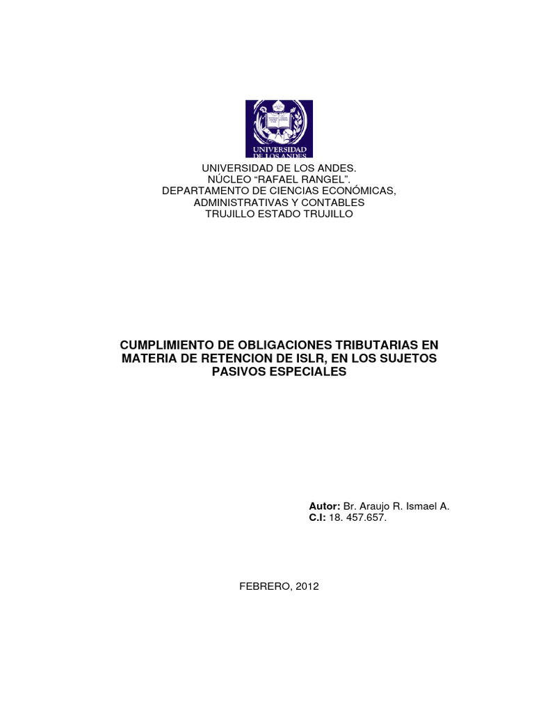 Retención de ISLR en Sujetos Pasivos | PDF | Impuestos | Finanzas del ...