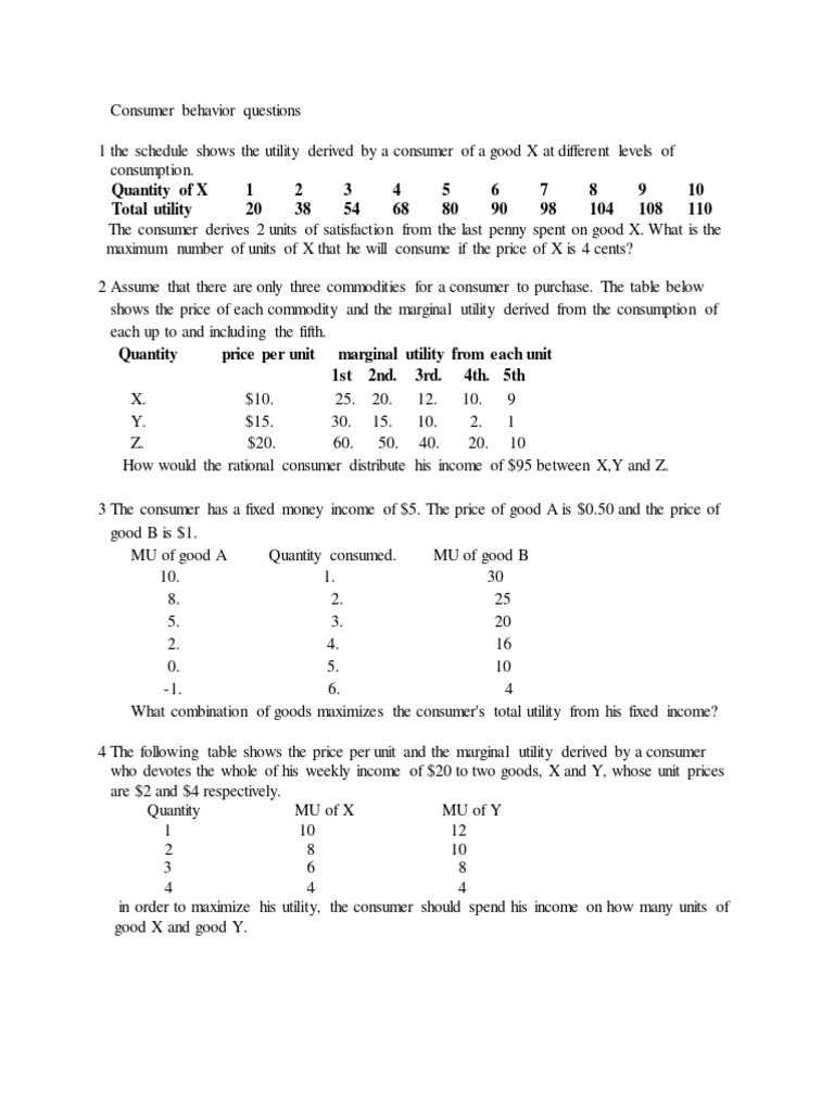 Consumer Behavior and Utility Maximization | PDF | Utility | Marginal ...