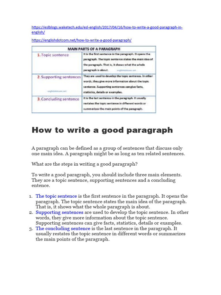 How to Write a Good Paragraph | PDF