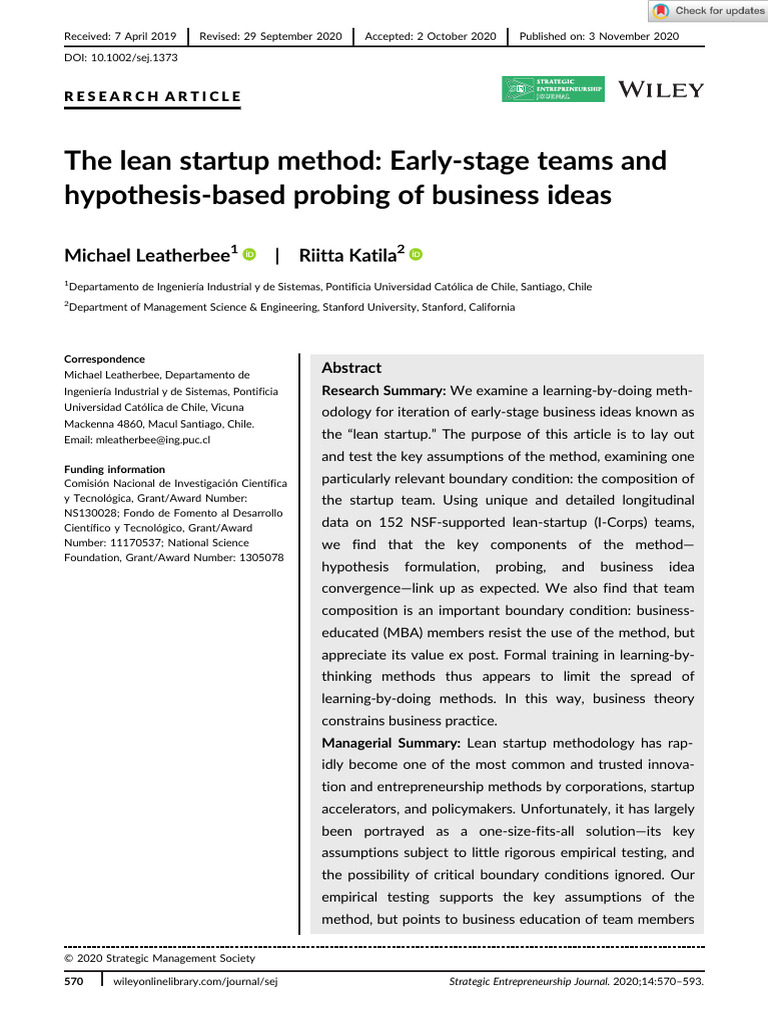 Lean Startup Method: Team Impact on Success | PDF | Startup Company ...