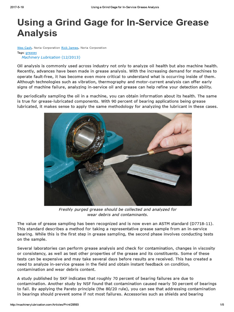 Using A Grind Gage For In-Service Grease Analysis | PDF | Bearing ...