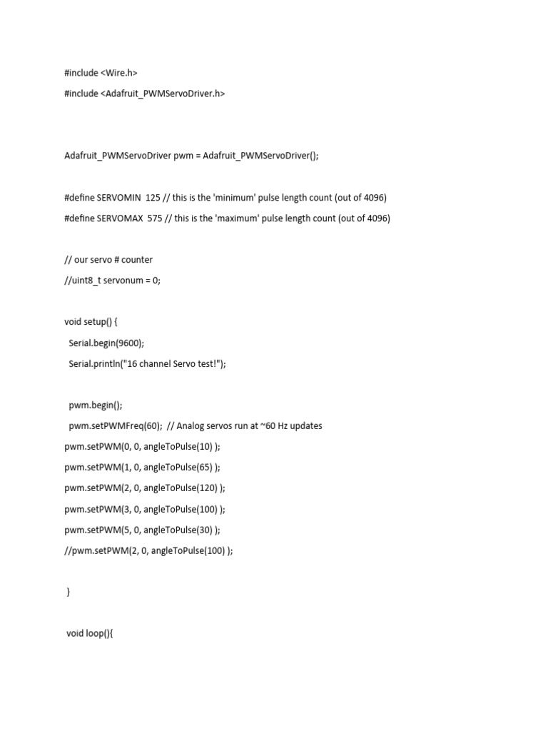 Arduino 16-Channel Servo Control Code | PDF | Telecommunications ...