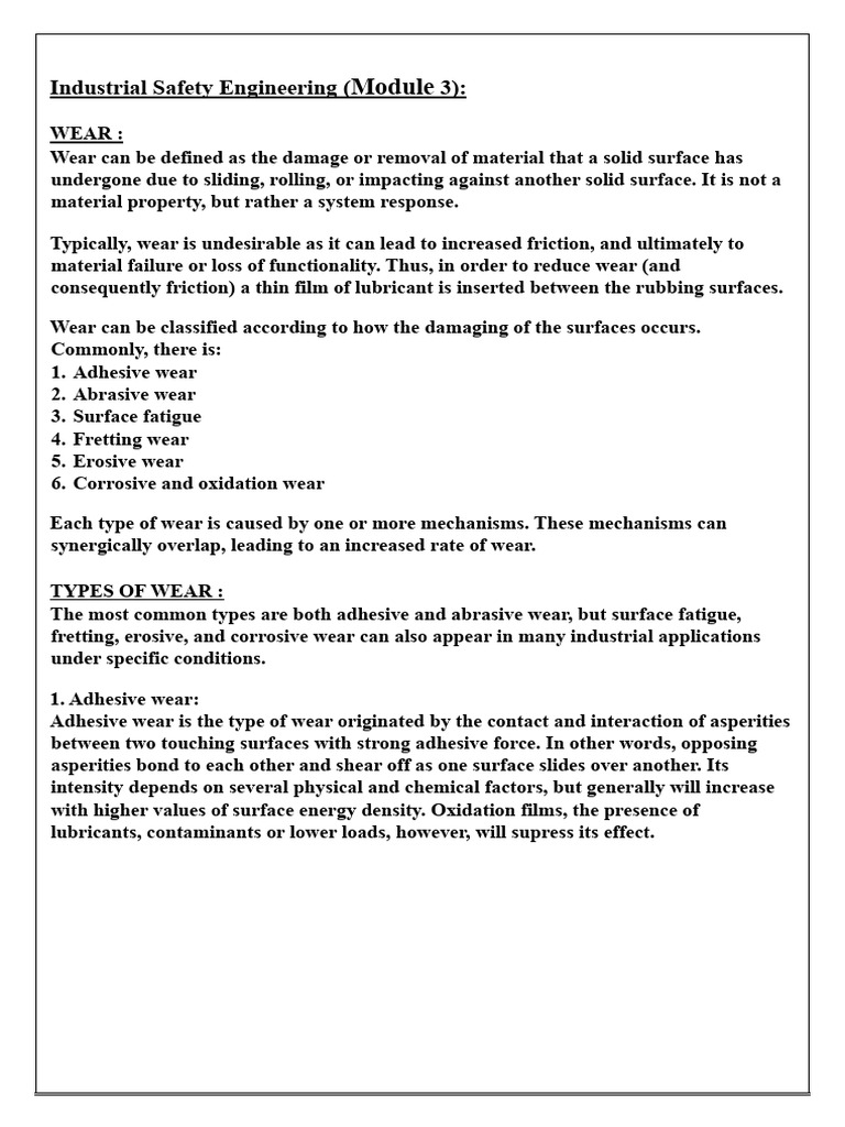 Industrial Safety Engineering Module 3 Pdf Wear Corrosion