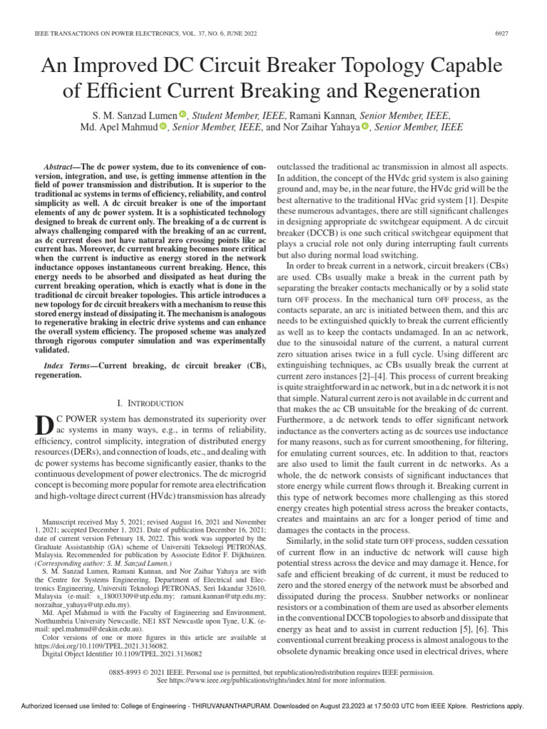 Improved DC Circuit Breaker Design | PDF | Electrical Network | Inductance