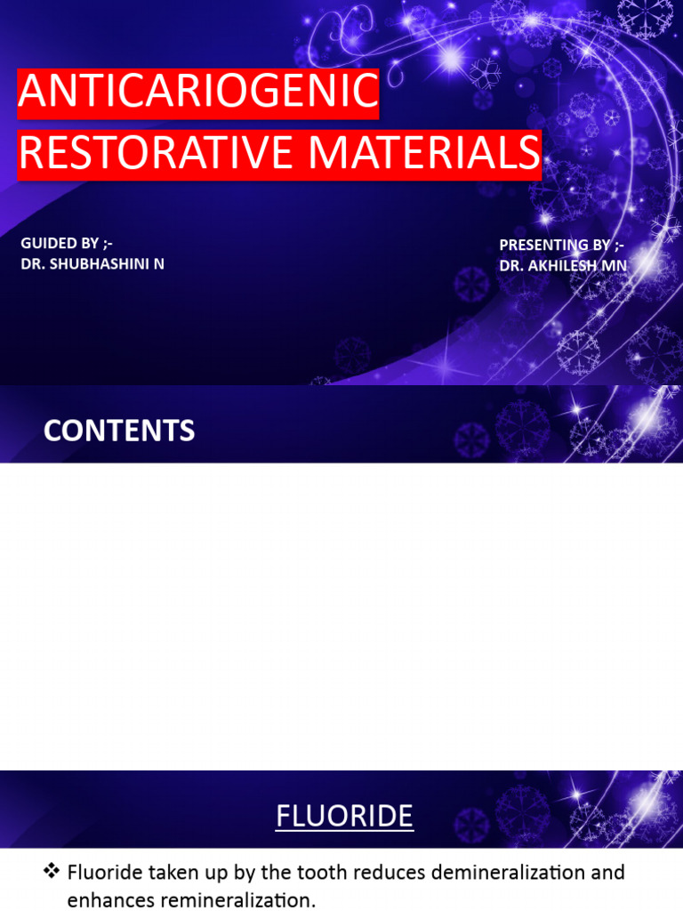 Anticariogenic Restorative Materials Overview | PDF | Dental Composite ...
