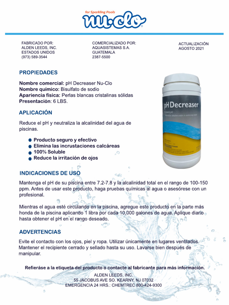 Nueva Ficha T Cnica Ph Decreaser Nuclo Pdf