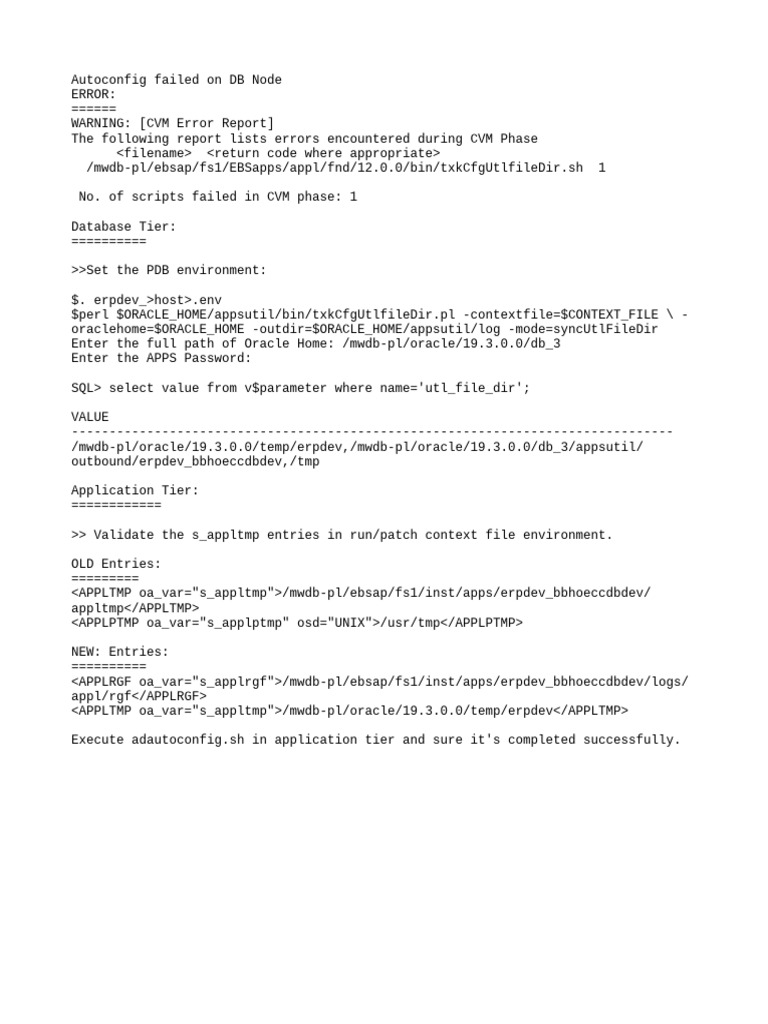 Solution for autoconfig failed on db node pdf