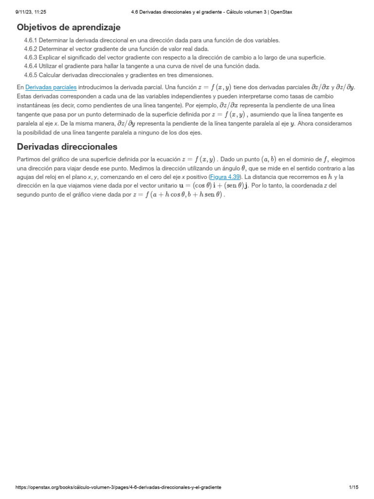 Derivadas Direccionales y Gradiente en Cálculo | PDF | Degradado | Derivado