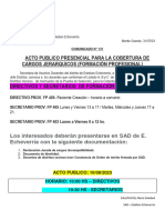 131 COMUNICADO No 131 ACTO PUBLICO Cargos Jerarquicos DIRECTIVOS y SECRETARIOS DE FORMACION PROFESIONAL