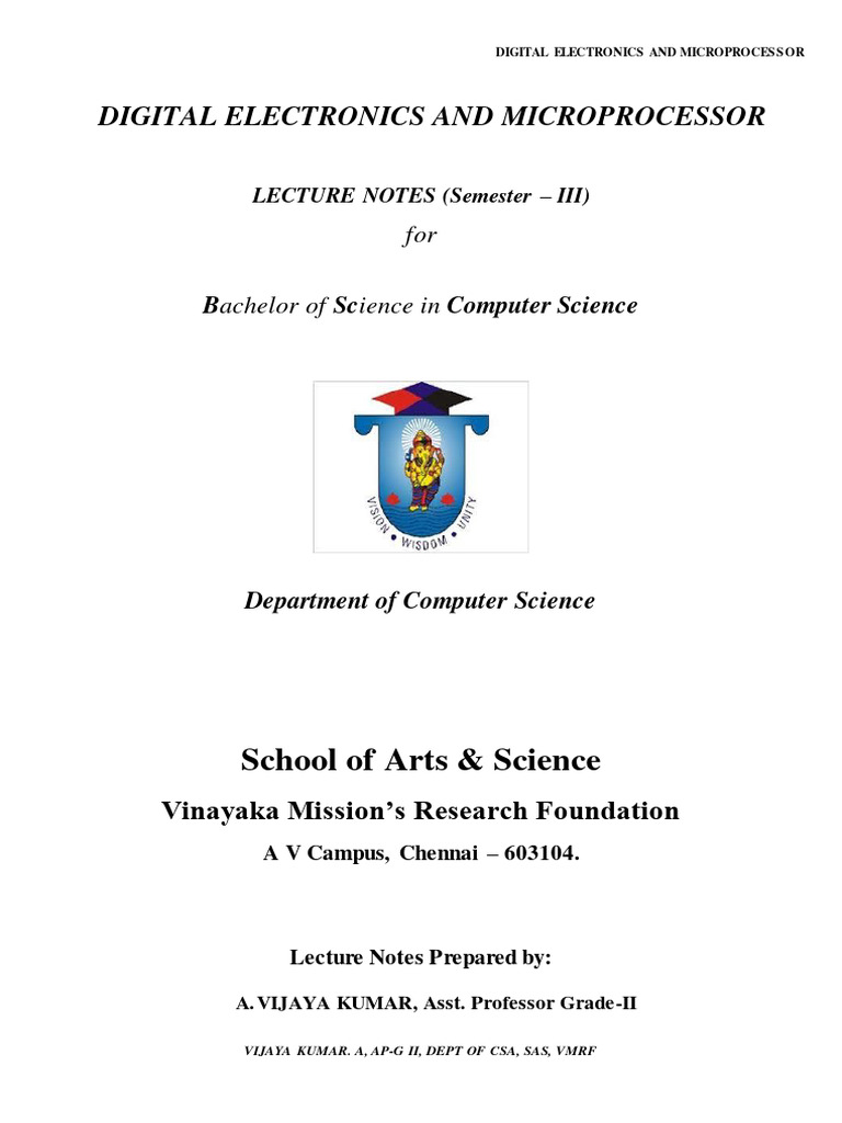 Digital Electronics and Microprocessor Lecture Notes | Download Free ...