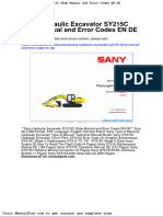 Sany Hydraulic Excavator Sy215c Shop Manual and Error Codes en de