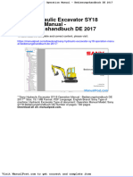 Sany Hydraulic Excavator Sy18 Operation Manual Bedienungshandbuch de 2017