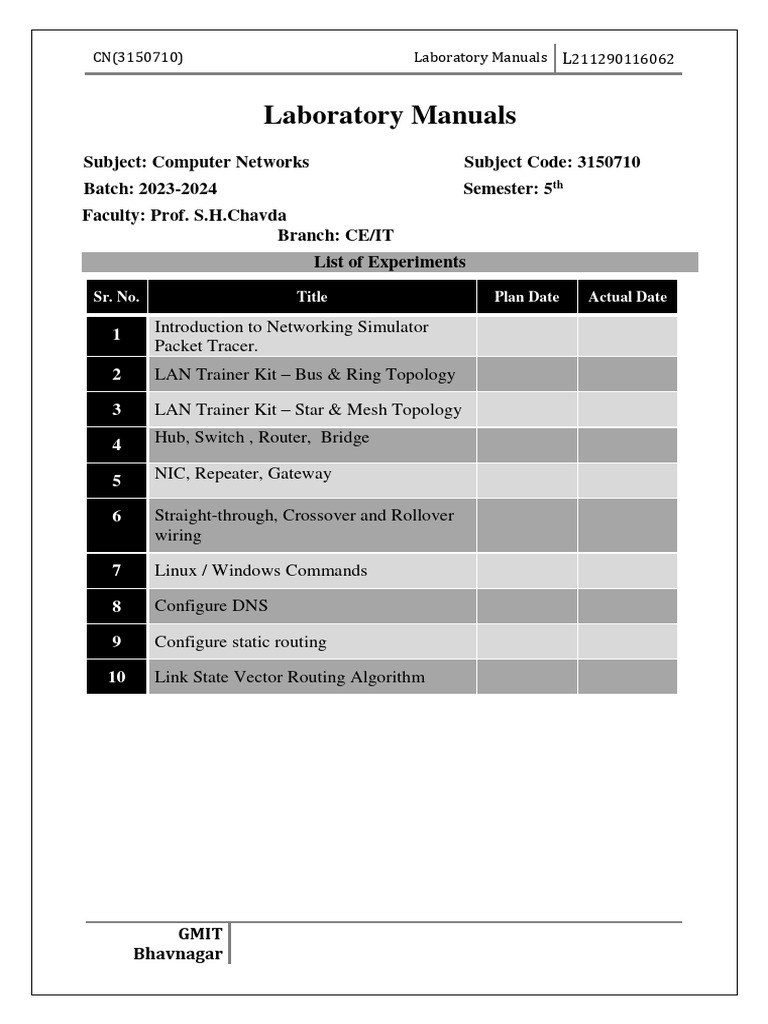 Laboratory Manuals | PDF | Domain Name System | Network Topology