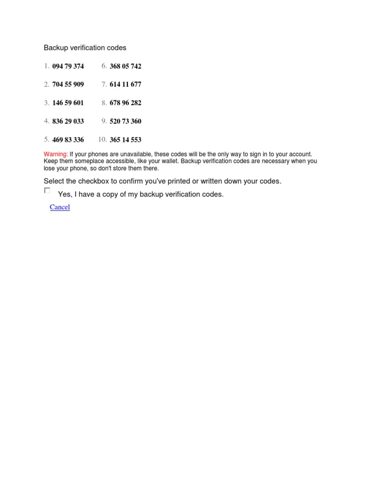 Backup Verification Codes Guide | PDF