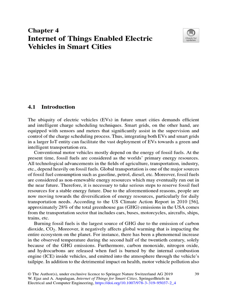 Internet of Things Enabled Electric Vehicles in Smart Cities | PDF ...