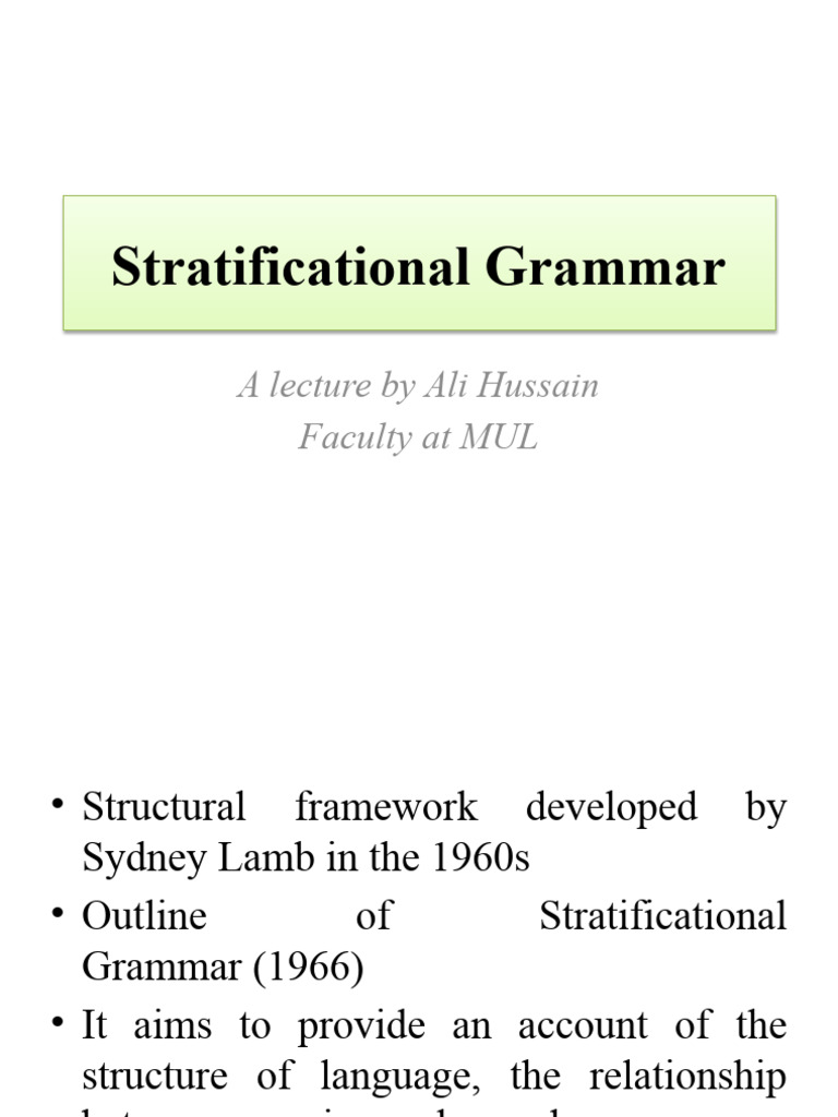 Overview of Stratificational Grammar | PDF