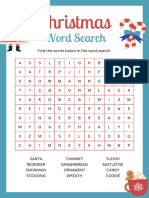 A1 Christmas Word Search Worksheet in Turquoise Red Festive Style