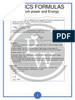 Physics Formulas: For Work Power and Energy